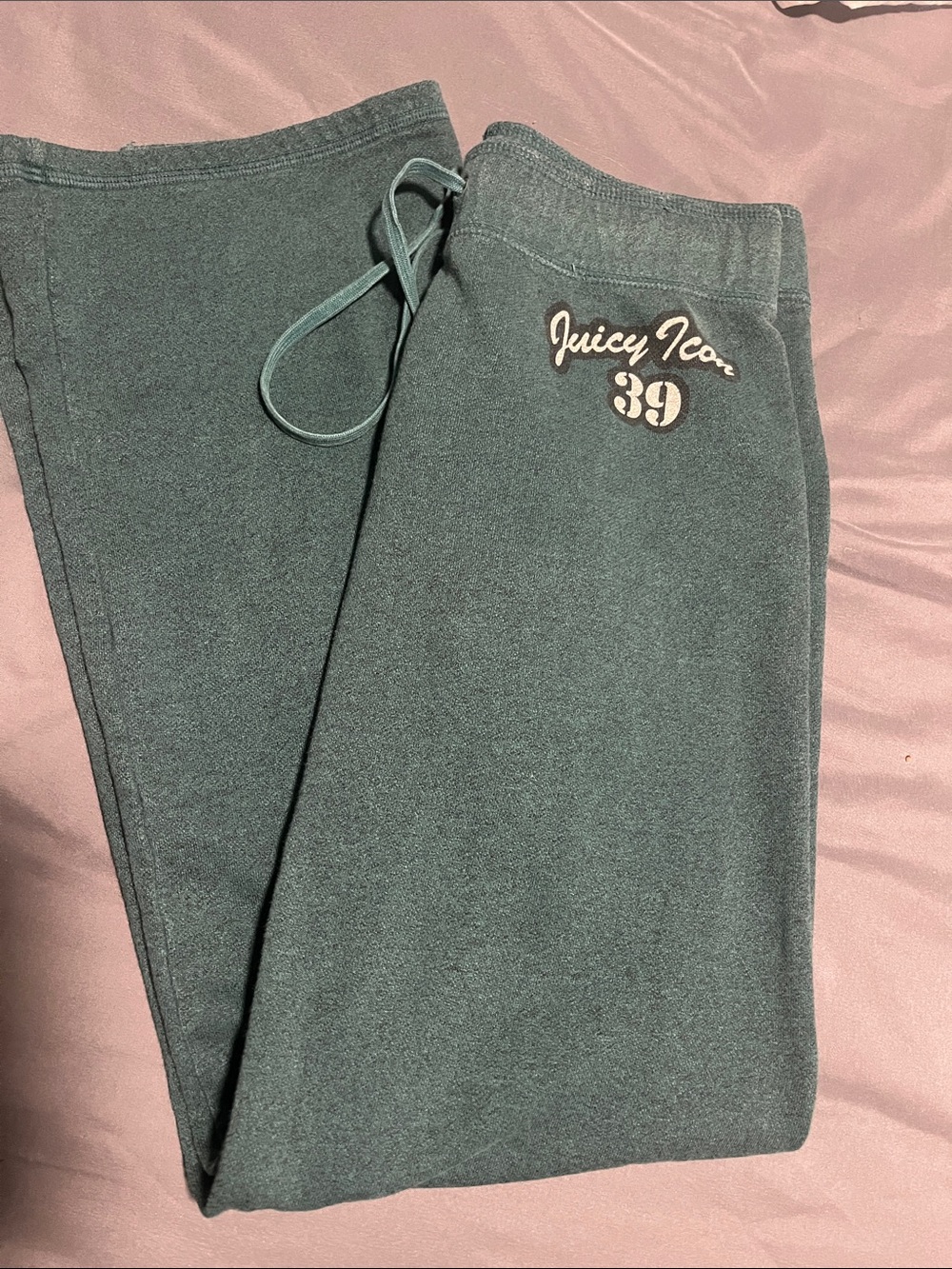 Juicy Couture Teal Green Sweatpants with 'Juicy Icon 39' Logo